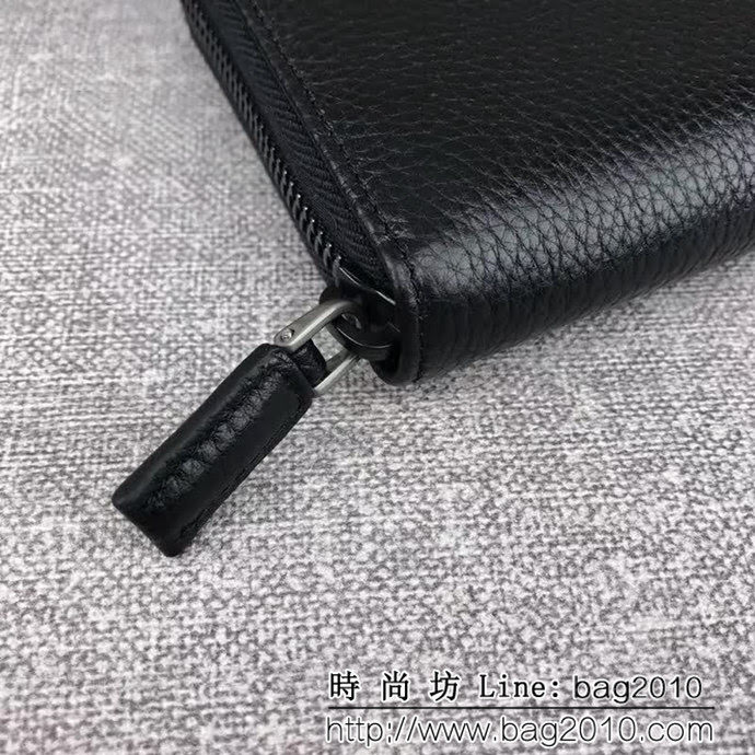 PRADA普拉達 專櫃最新爆款 十字紋牛皮 男士大號單拉鏈錢包 2ML317 DD1866
